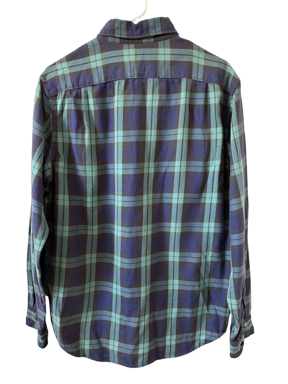 J. Crew Men's Green and Navy Plaid Button-Down Shirt